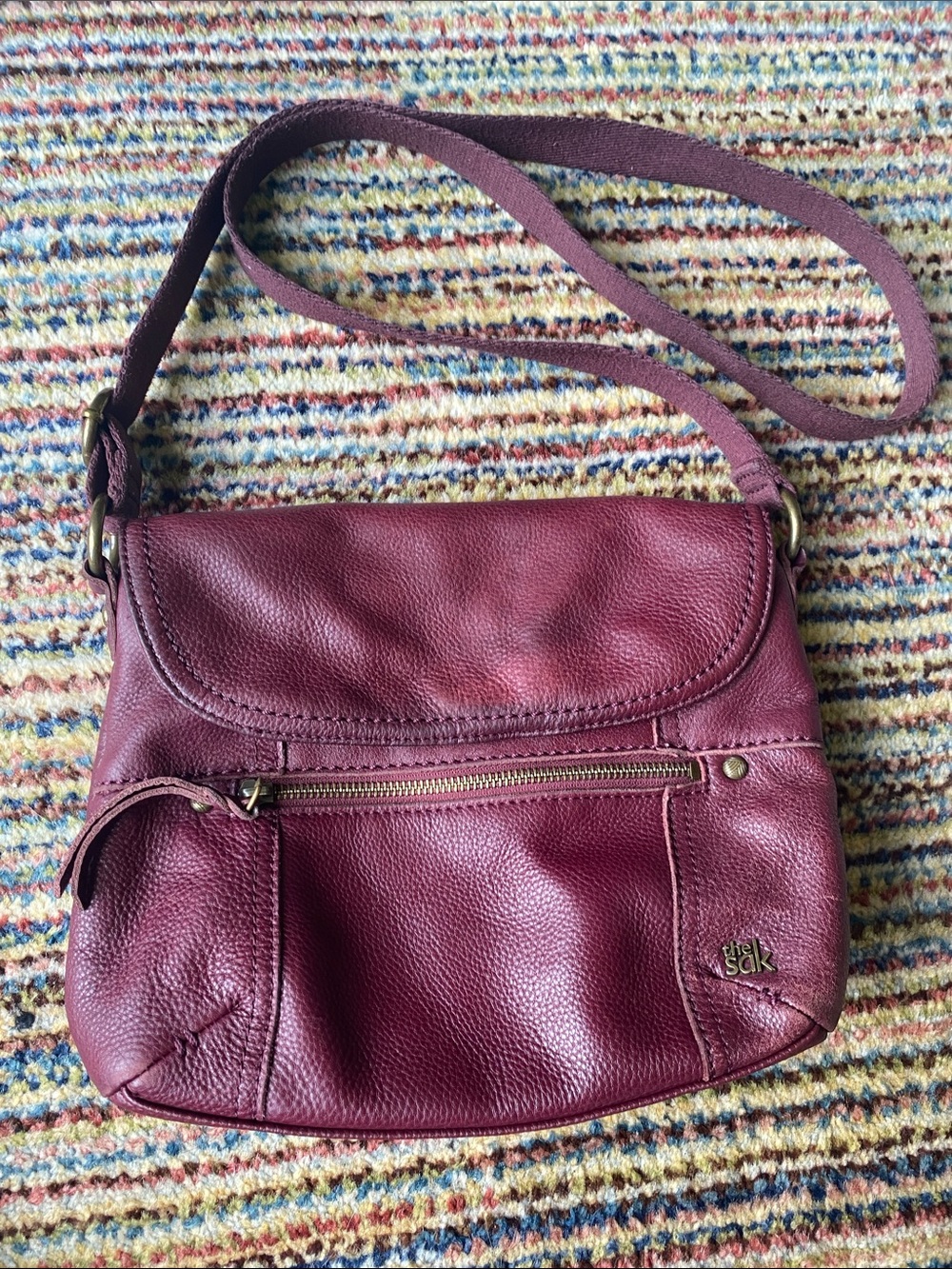 The Sak Burgundy Pebbled Leather Crossbody Bag